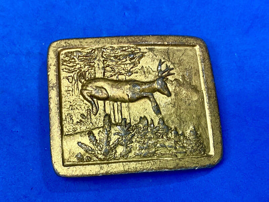 Vintage 1977 Grazing Deer in nature belt buckle by Indiana Metal Craft 
