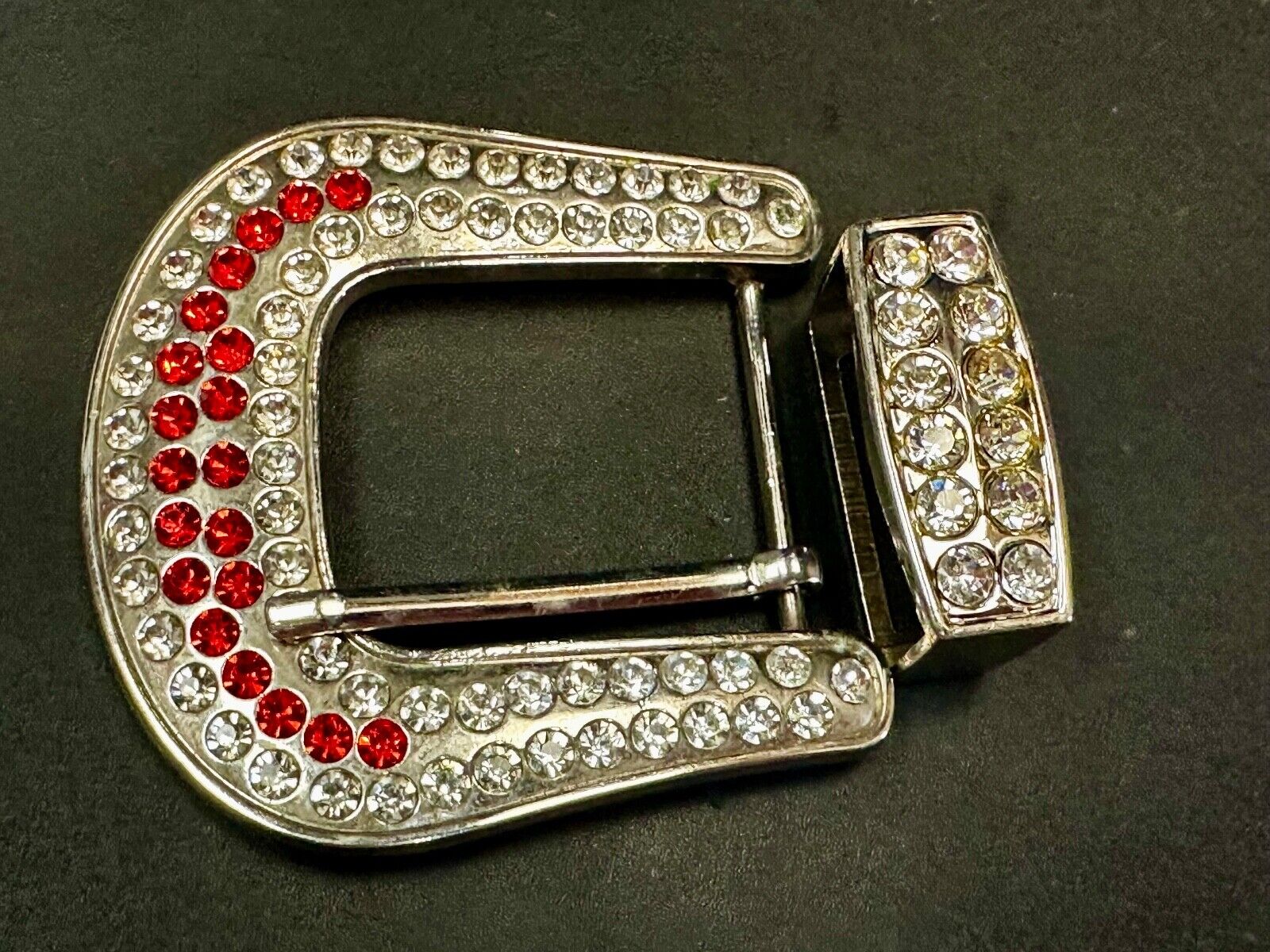 Two Piece Ranger Silver Tone Rhinestone Covered Belt Buckle Set  - with Keeper