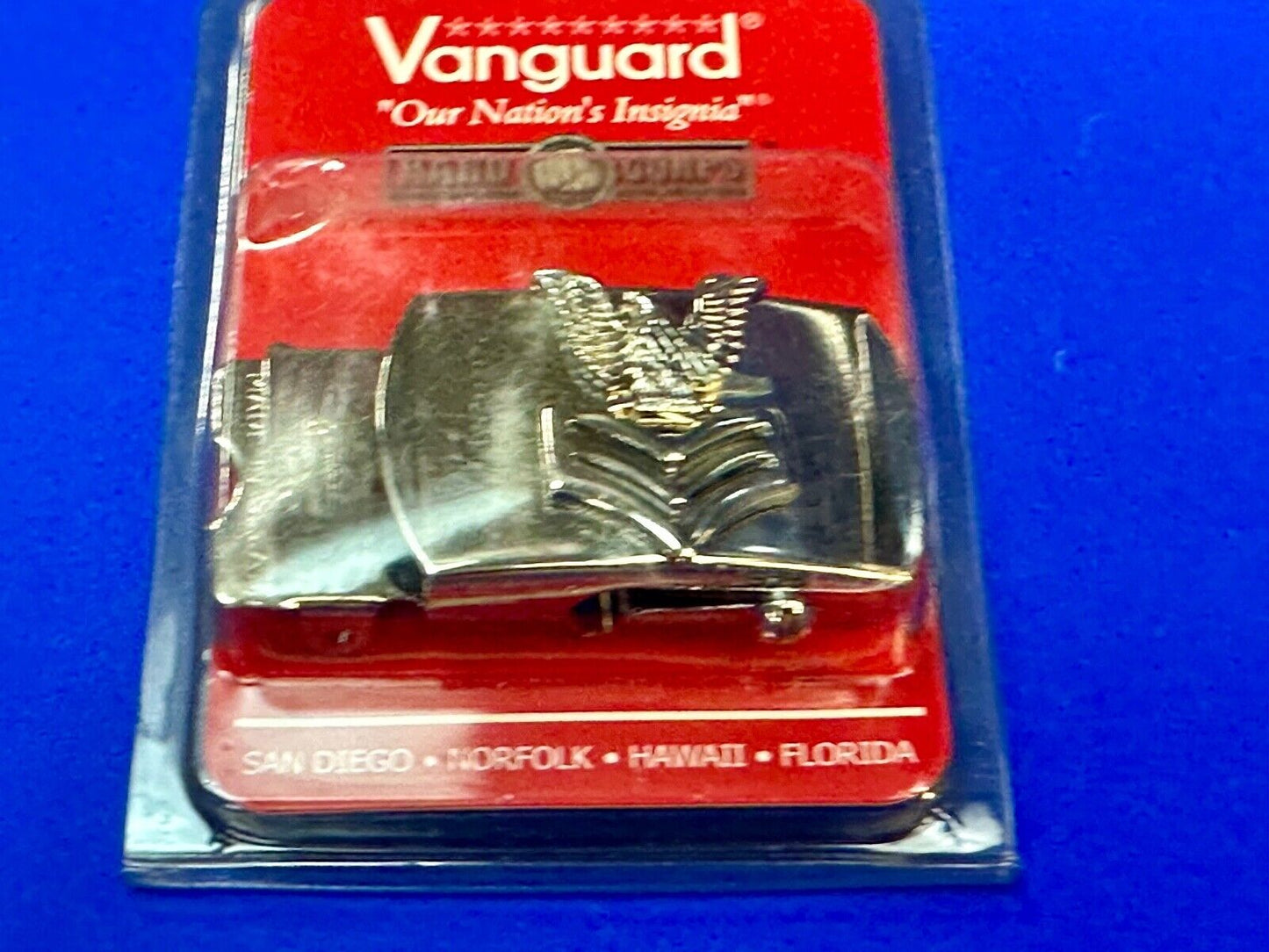 US Navy Petty Officer 1st Class Silver Brass Vanguard Belt Buckle  USN Military