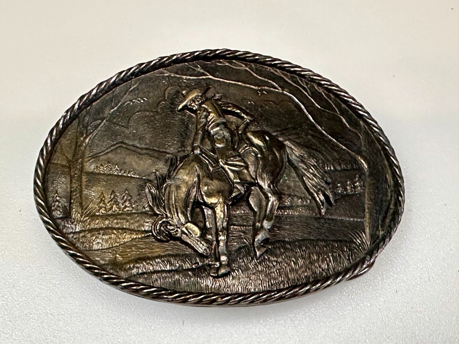 Vintage 1980's Cowboy Saddle Bronc The Great American Belt  Buckle Co