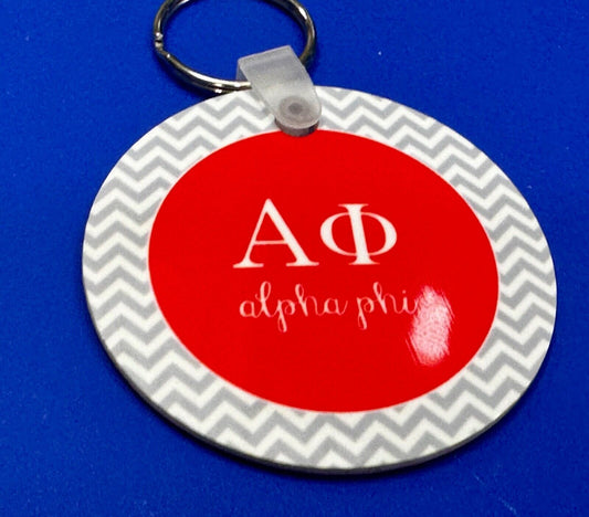 Alpha Phi Sorority Custom Holliday Round Keychain - Key Ring Chain