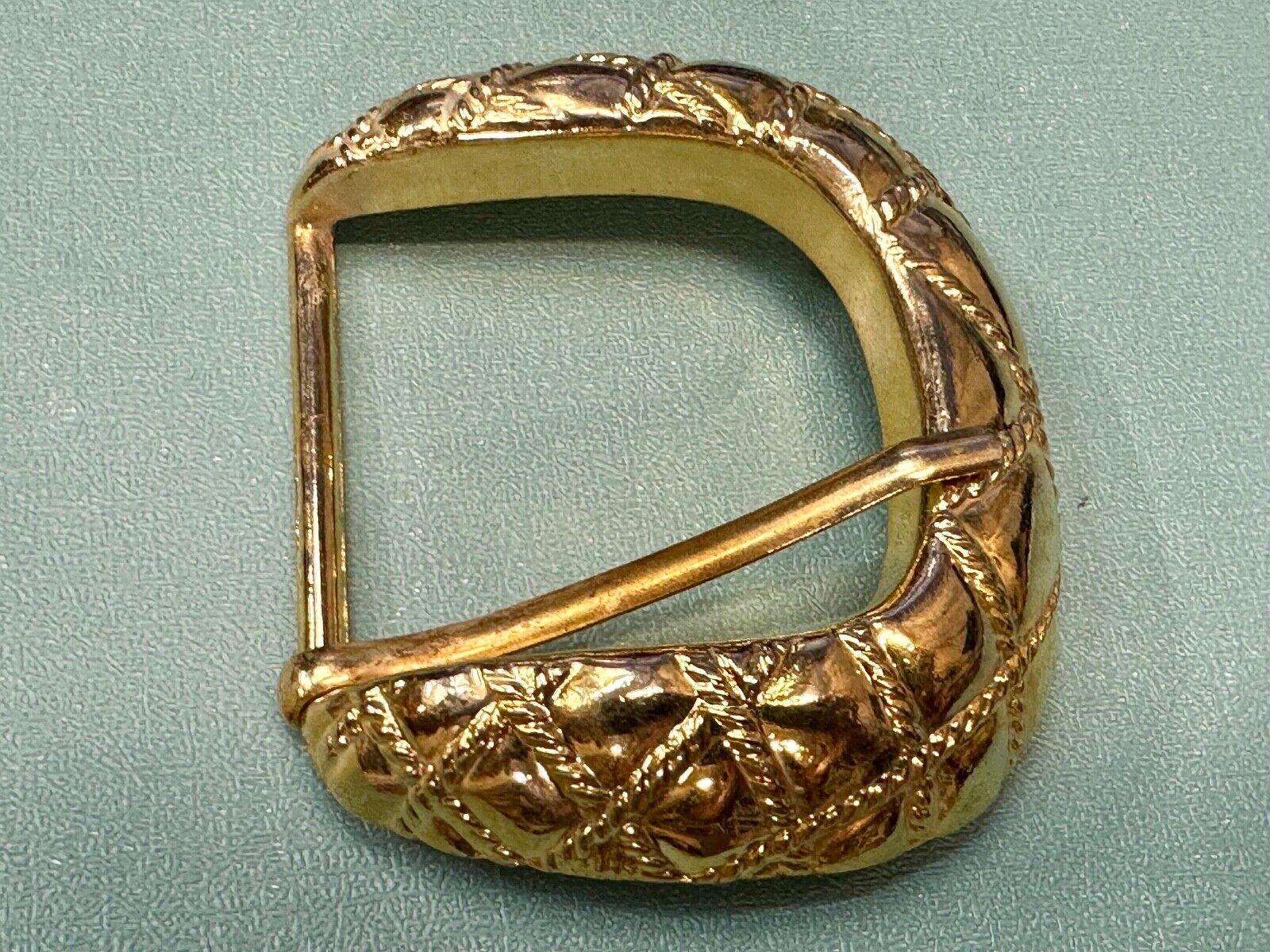 Vintage gold tone weave pattern Replacement belt buckle ET-3318