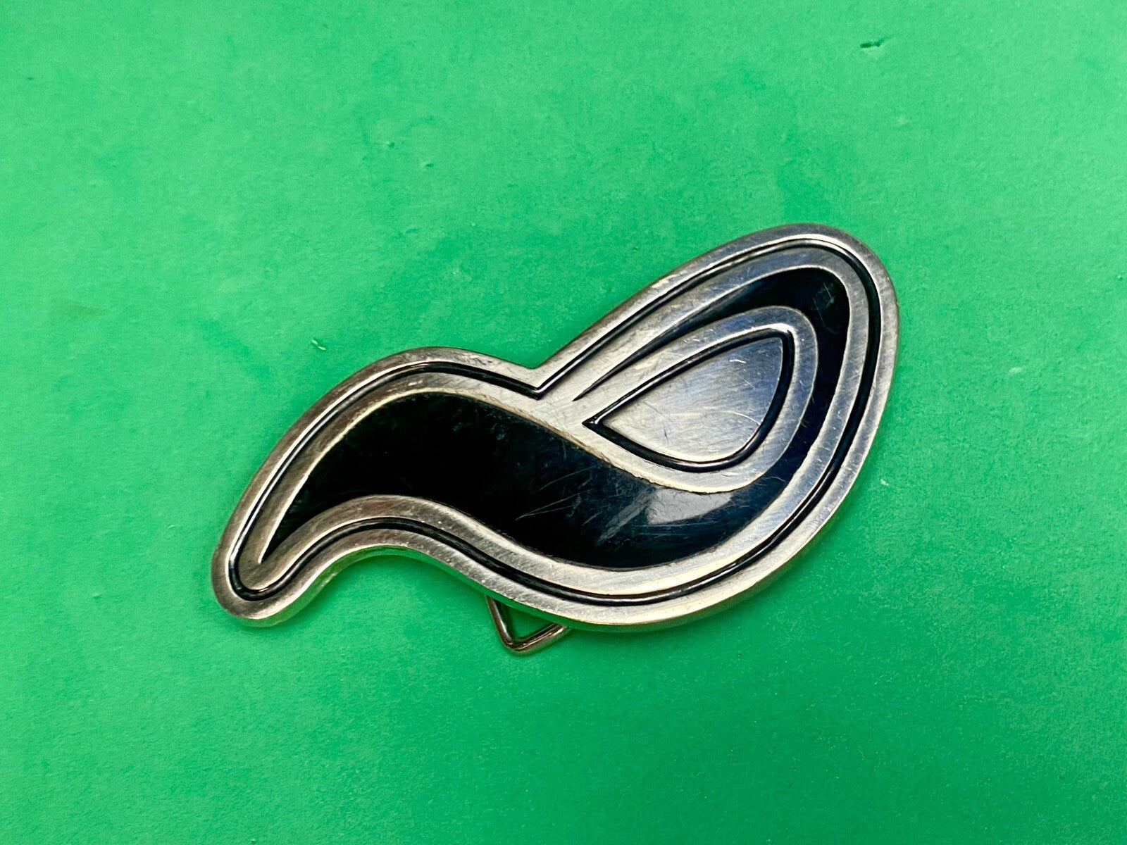 Abstract Pattern Logo? Black Enameled Belt Buckle