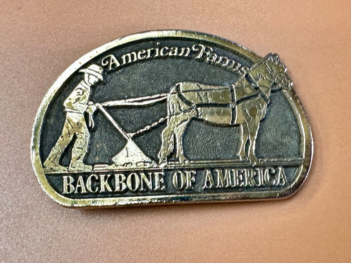 American Farm's, The Backbone of America - Patriotic Farm Theme Vtg. belt buckle