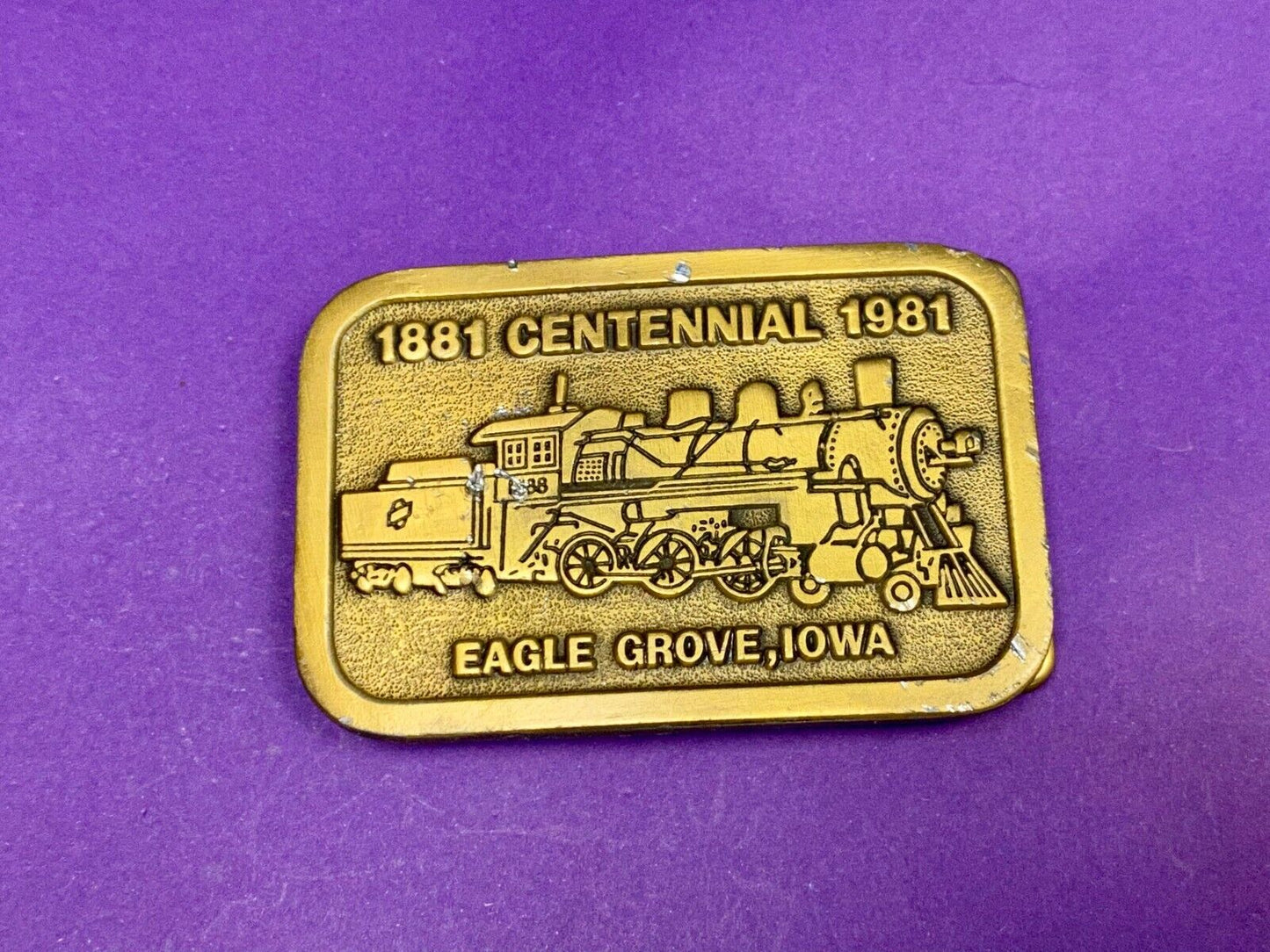 1881 Centennial 1991 Train Eagle Grove Iowa Belt Buckle By Hitline