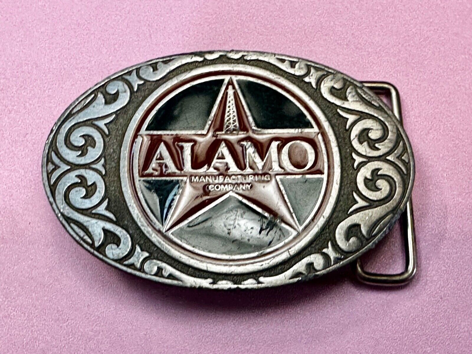 Alamo Oil Well Drilling Company Vintage Texas Star Vintage CD-Hit Belt Buckle