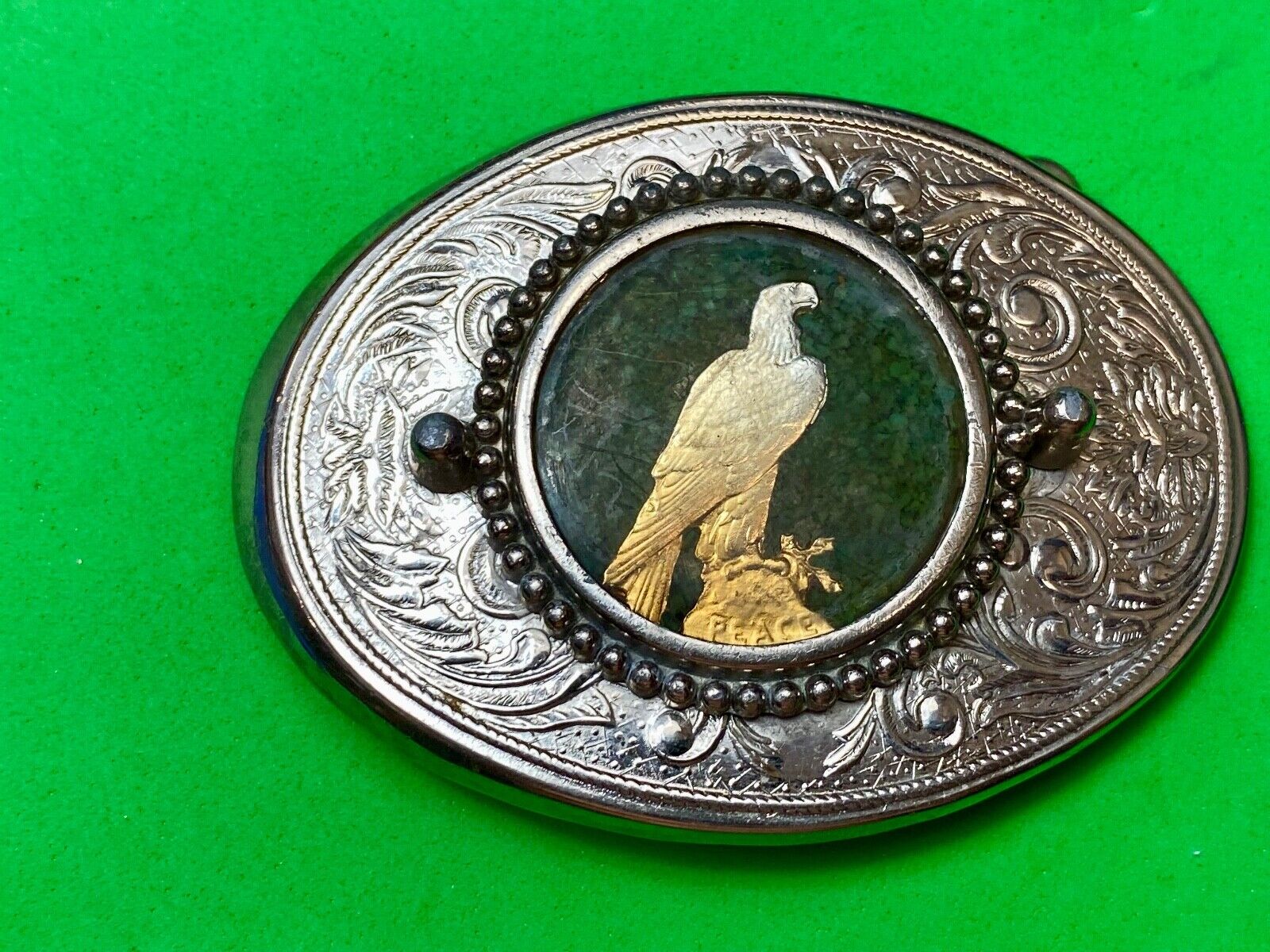 American Bald Eagle Patriotic Artisan Painting Centerpiece Western Belt Buckle