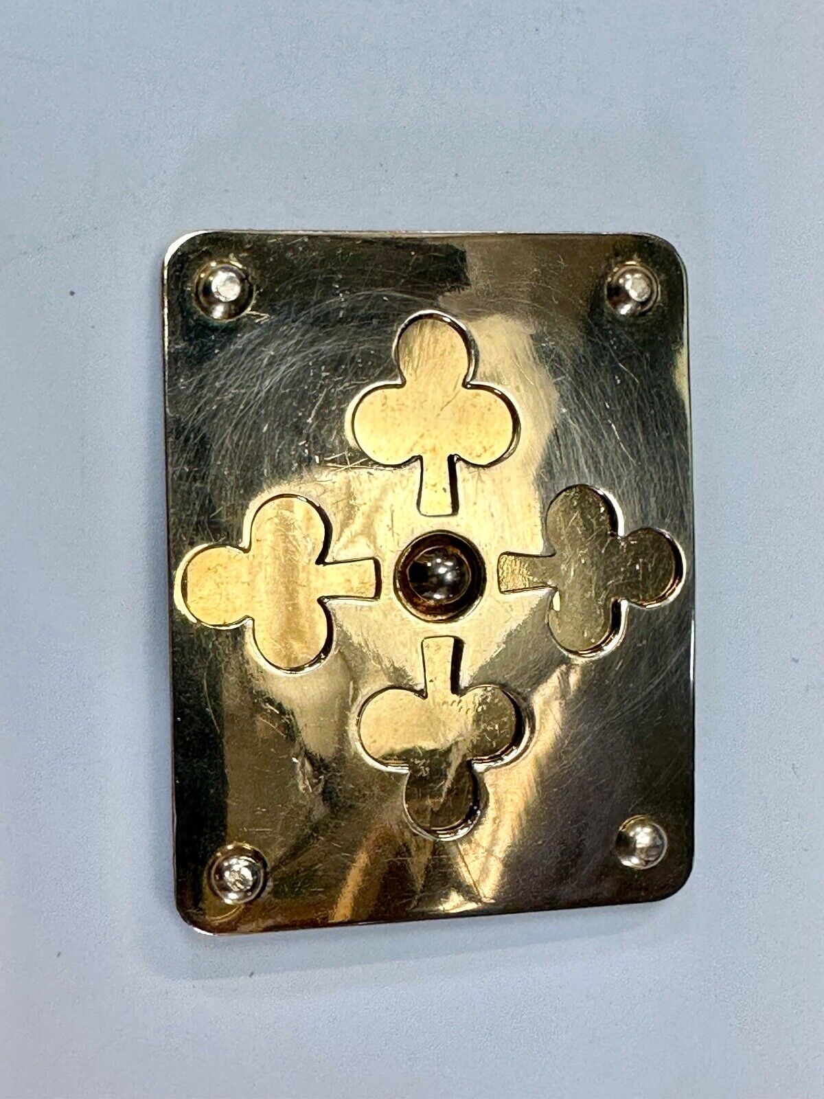 Unique Iron Cross Emblem on gold tone dress vintage belt buckle