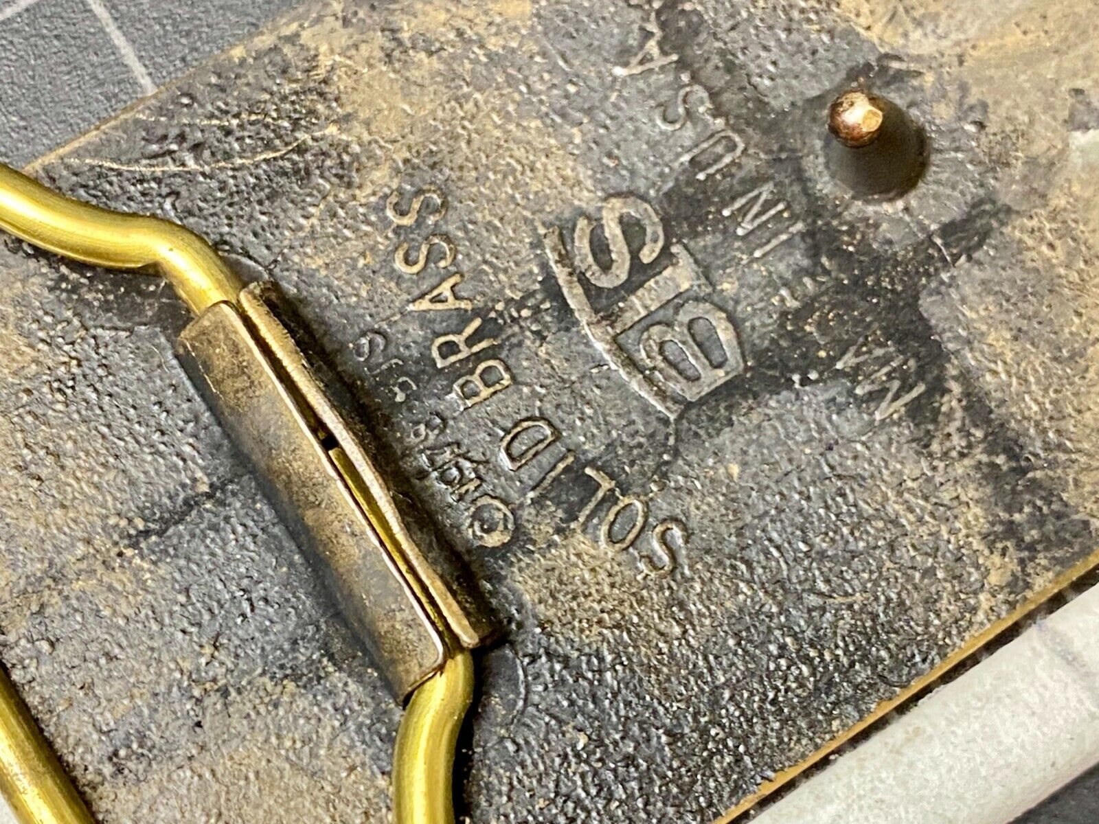 Vintage Holloways Gypsum Company Texas Solid Brass Bts Advertising  Belt Buckle