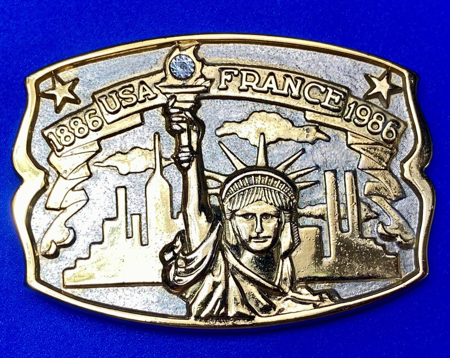 USA and France 100 year 1986 celebration Lady Liberty Hammond Mint belt buckle