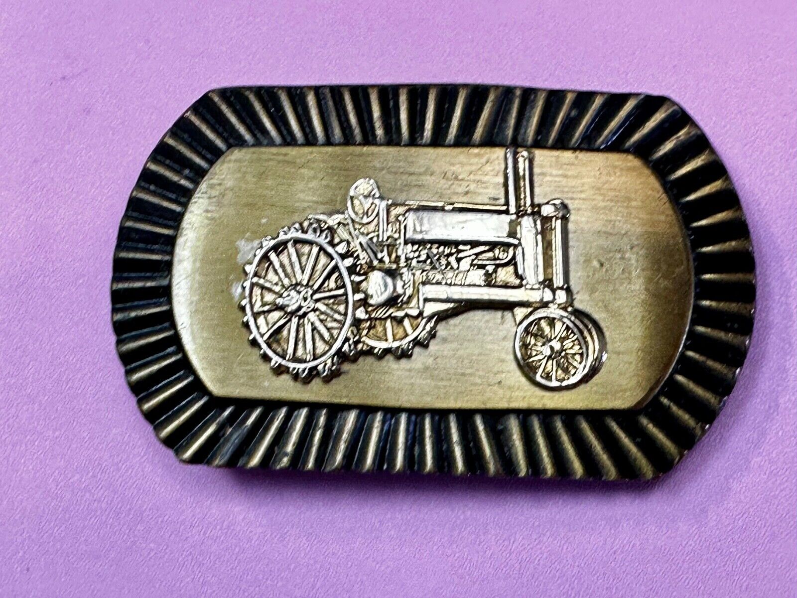 Vintage Farm Tractor Logo Retro Vibe Old Time Belt Buckle
