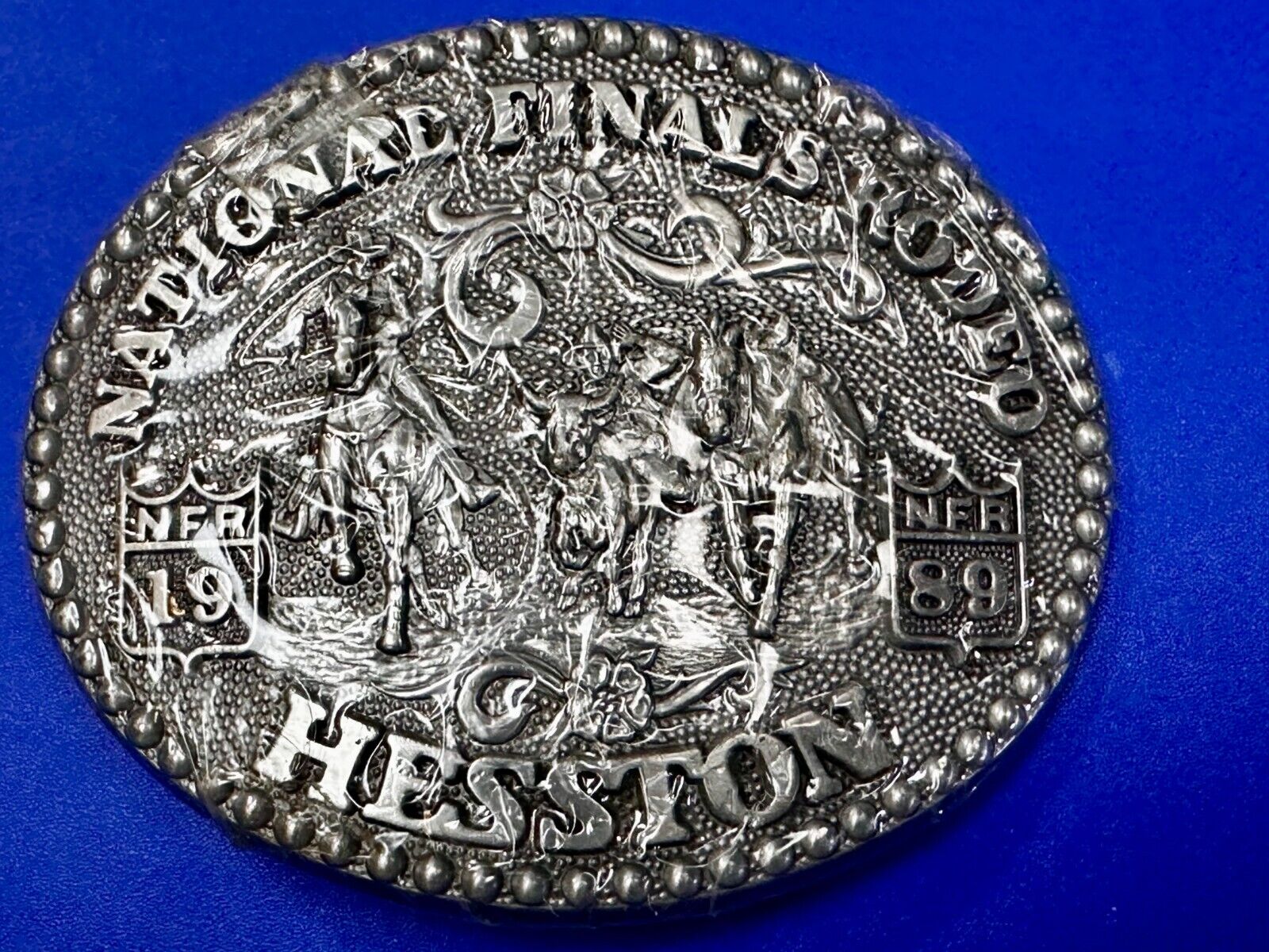 1989 ADM Hesston NFR National Finals Rodeo Cowboys Western NOS Belt Buckle