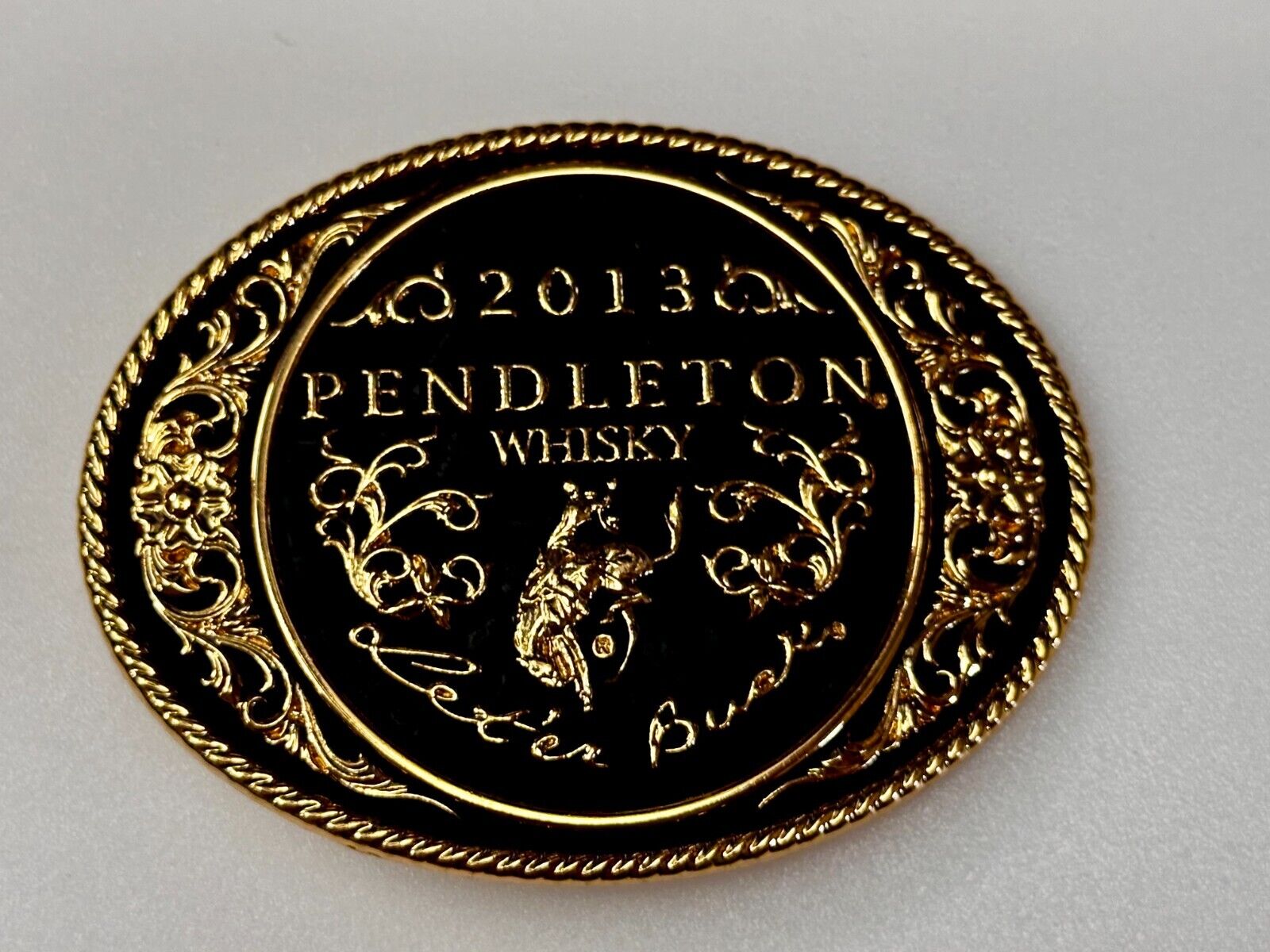 2013 Pendleton Whiskey Let'er Buck Rodeo Cowboy Montana Silversmiths Belt Buckle