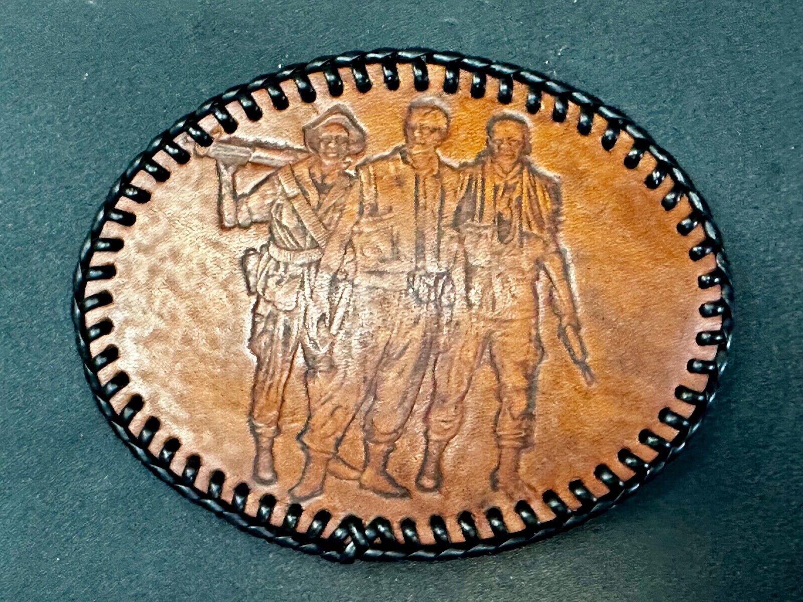 Vietnam War Memorial The Three Soldiers Statue Leather Vintage Belt Buckle