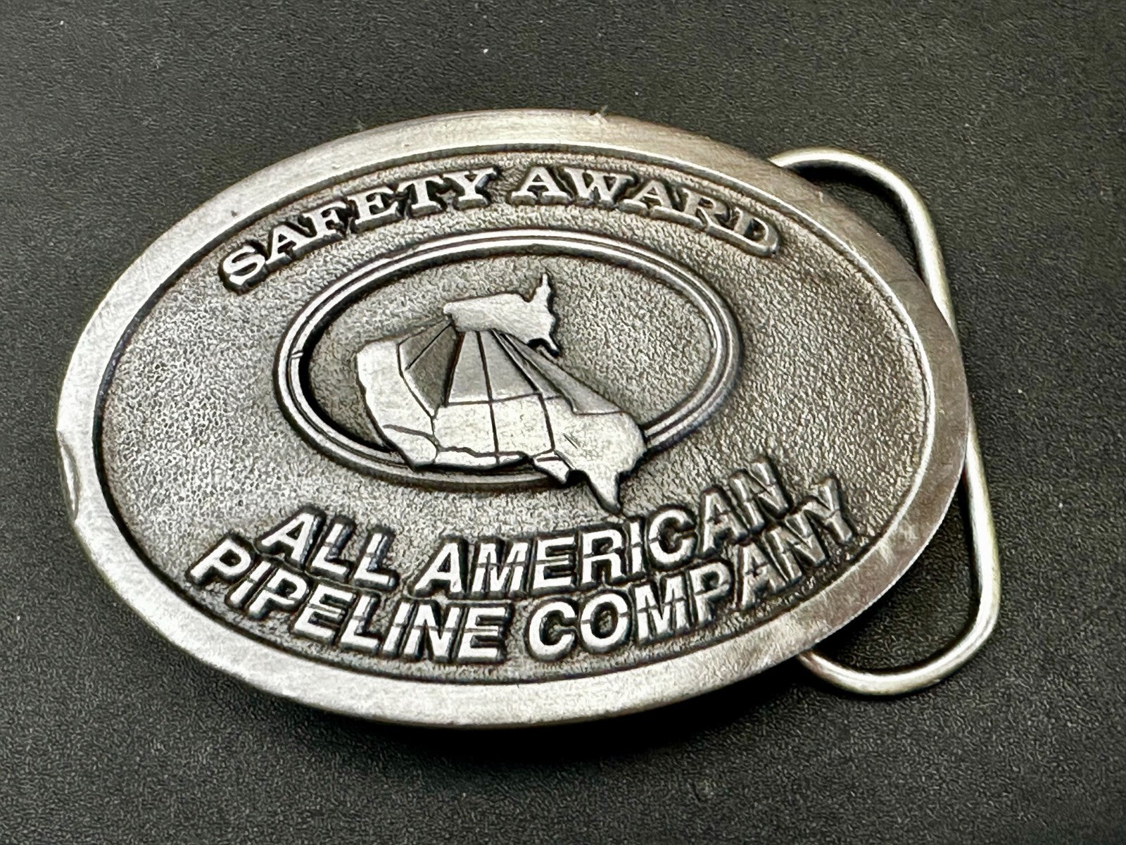 All American Pipeline Company Safety Award Worker Commemorative 1994 Belt Buckle