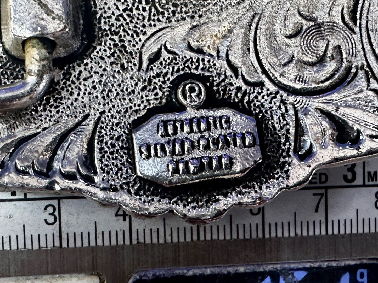 Authentic Silver Plated Western Cowboys flower swirl design Large Belt Buckle