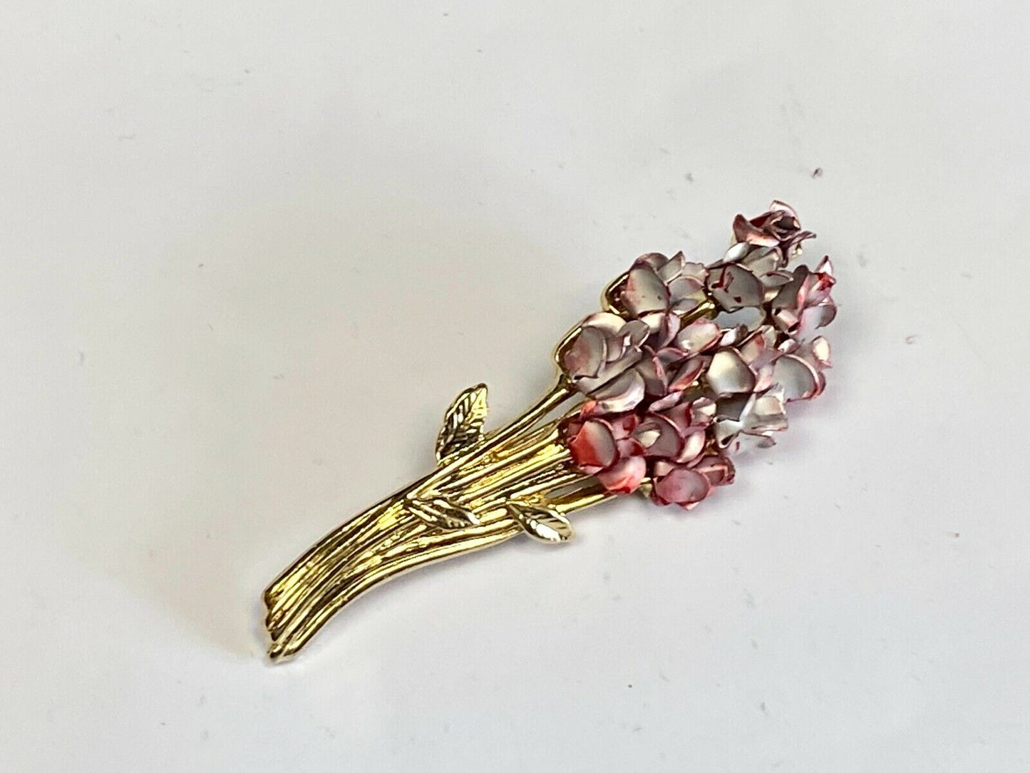 Vintage Danbury Mint For Avon Red Rose Bouquet Brooch Dm 97 Gold Plated Broach