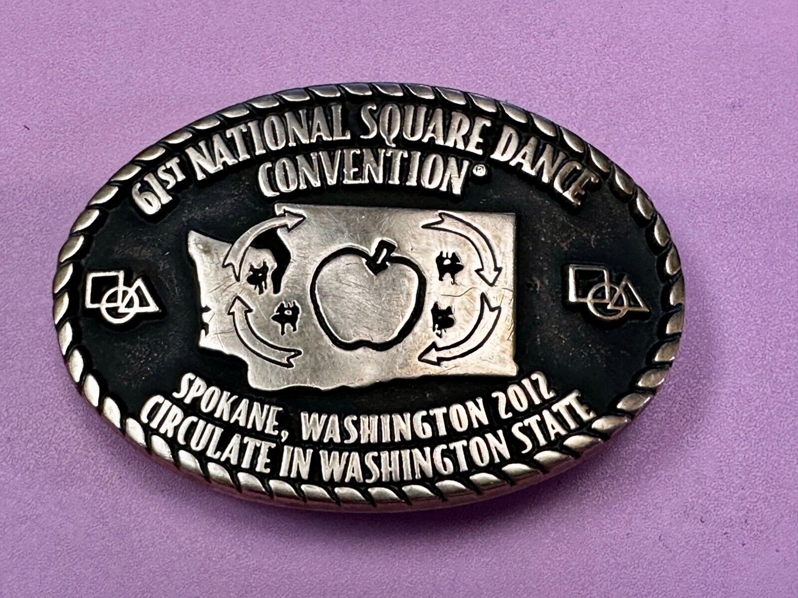 61st National Square Dance Convention Circulate in WA State Spokane Belt Buckle
