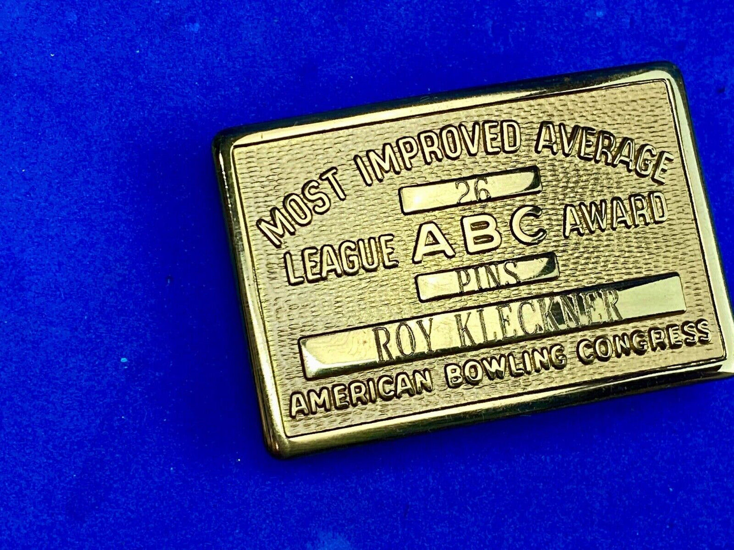 Vintage  AMERICAN BOWLING CONGRESS Most Improved ABC LEAGUE AWARD BELT BUCKLE