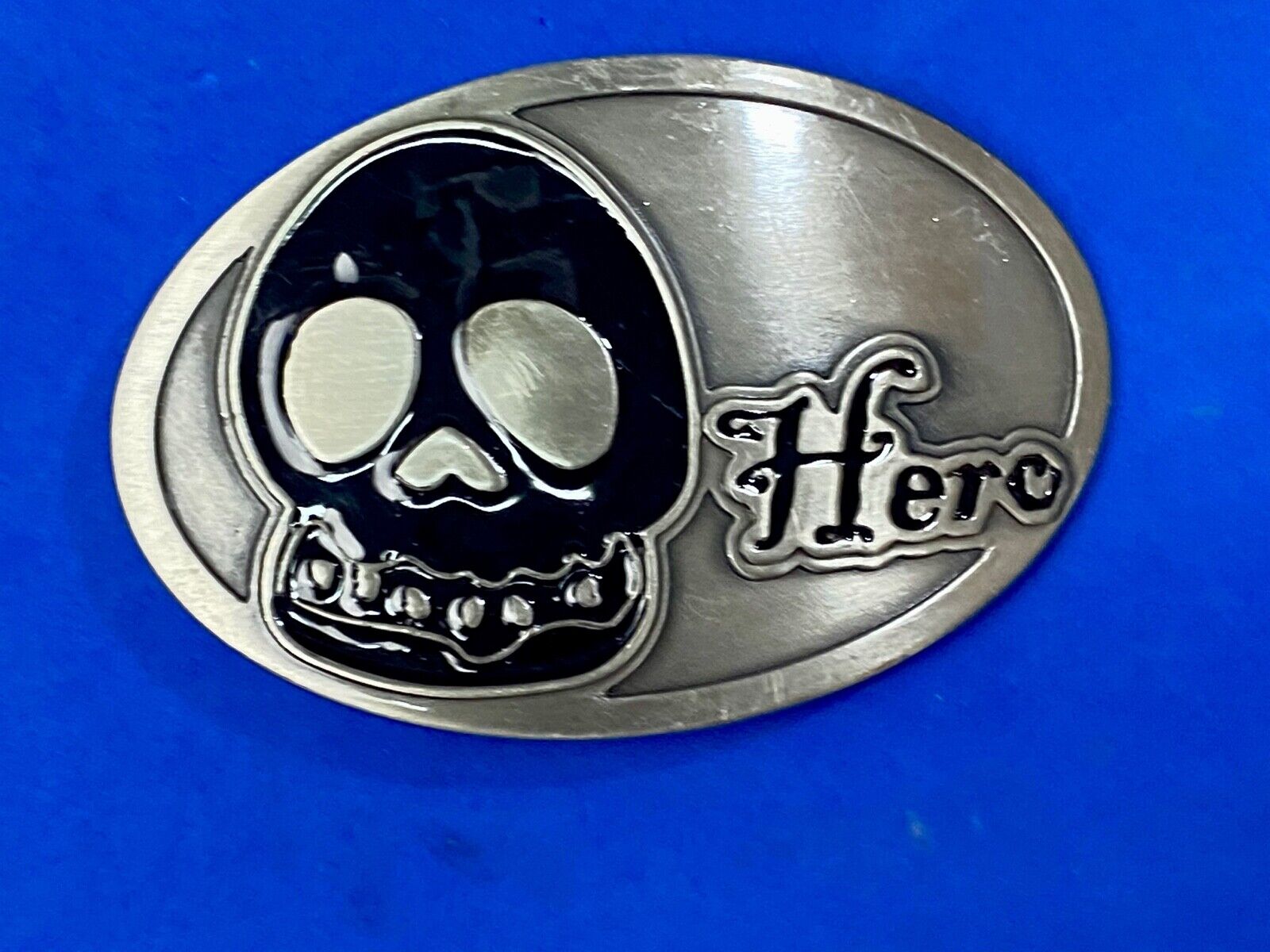 Black & Silver color HERO skull biker punk belt buckle 