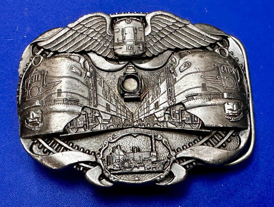 Two Train Engine Side by Side  RailRoad RR  1990's L-900 Bergamot Belt Buckle