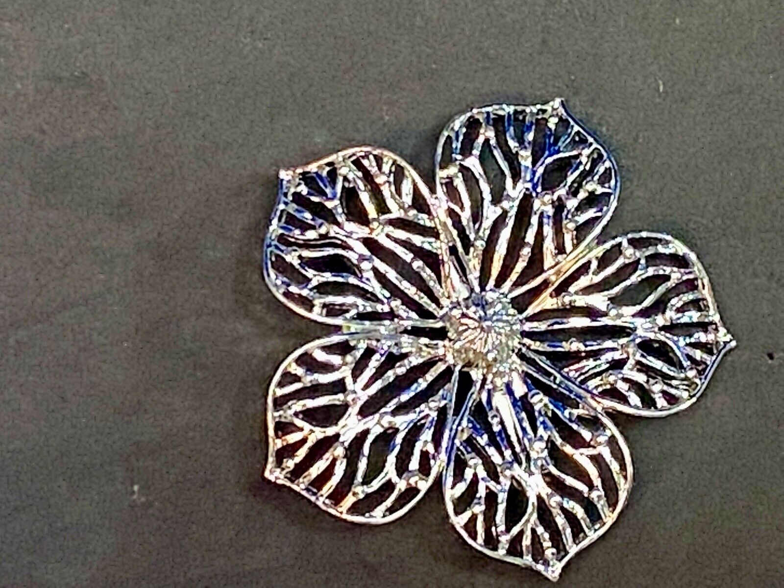 Vintage Gerry's Flower Brooch Pin Silver Tone Open Cut