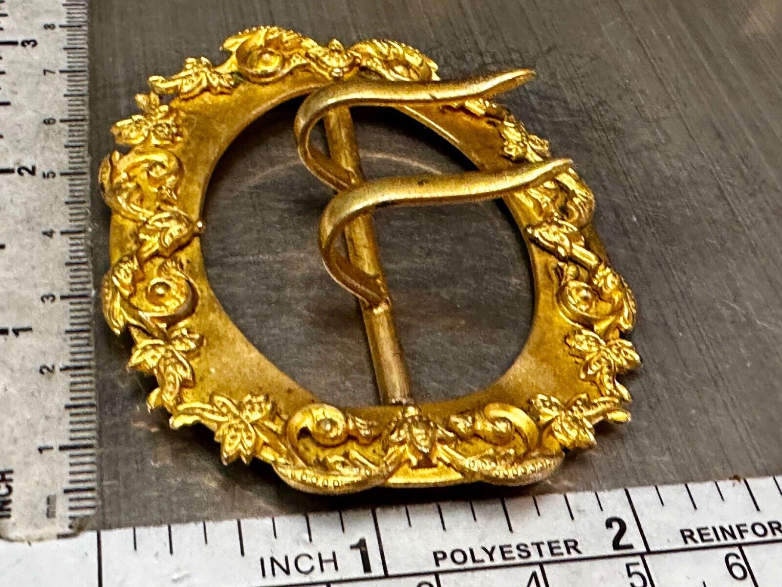 3" Wide Dual Prong Victorian Art Nouveau Gold Color Filigree Belt Buckle
