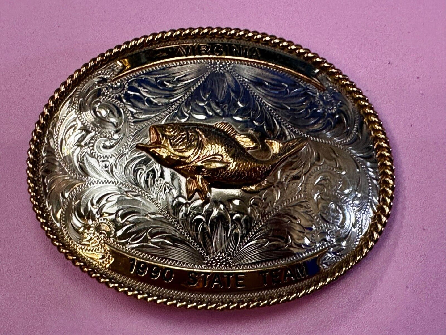 VA State Mr. Bass Fishing Clayton Lake Trophy Montana Silversmiths Belt Buckle