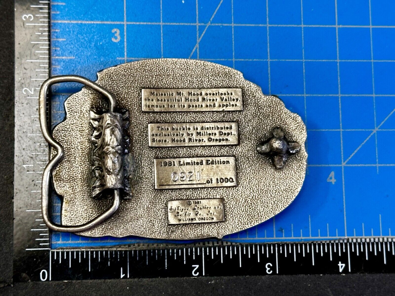 Mt. Hood River Valley Oregon Majestic Scenery Vtg 1981 Commemorative Belt Buckle