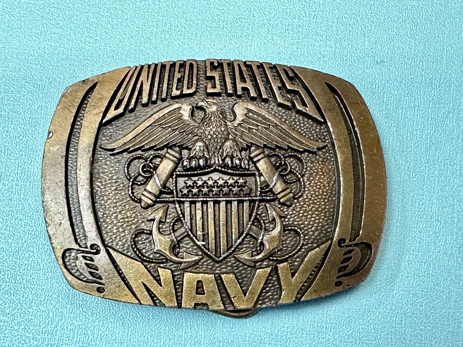 United States Navy Vintage Military 1980 Indiana Metal Craft belt buckle KR-89