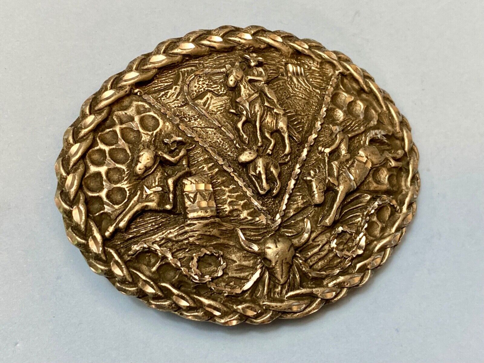 Barrel Racing, Saddle Bronc Rider, everything cowboy Vtg. EGE 1992 belt buckle