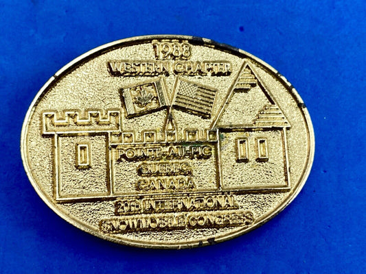 Vintage 1988 Western Chapter Pointe-au-Pic  Quebec Canada belt buckle  RARE! #61