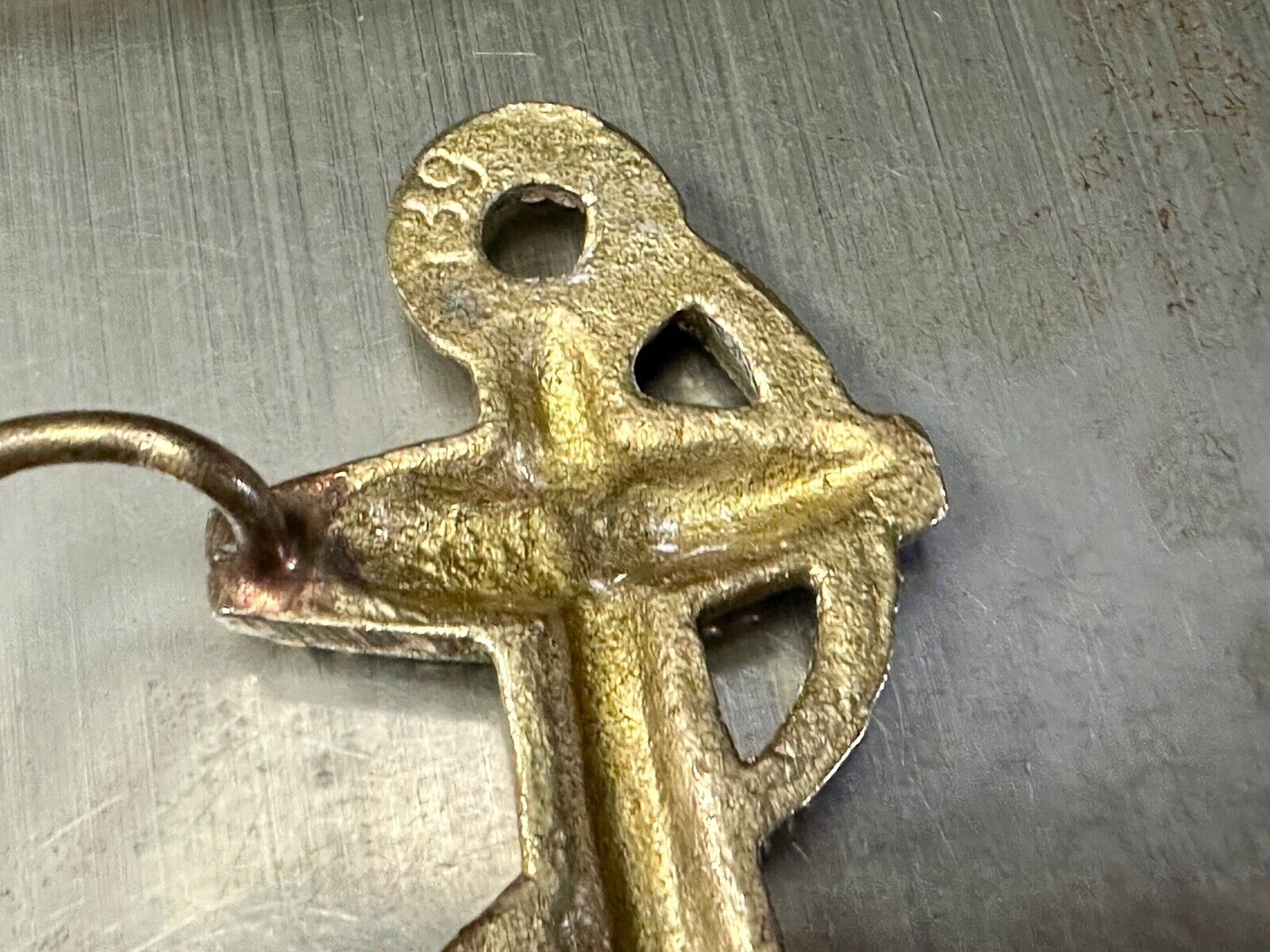 Anchor and Rope Maritime nautical large 4" wide figural Belt Buckle stamped 189