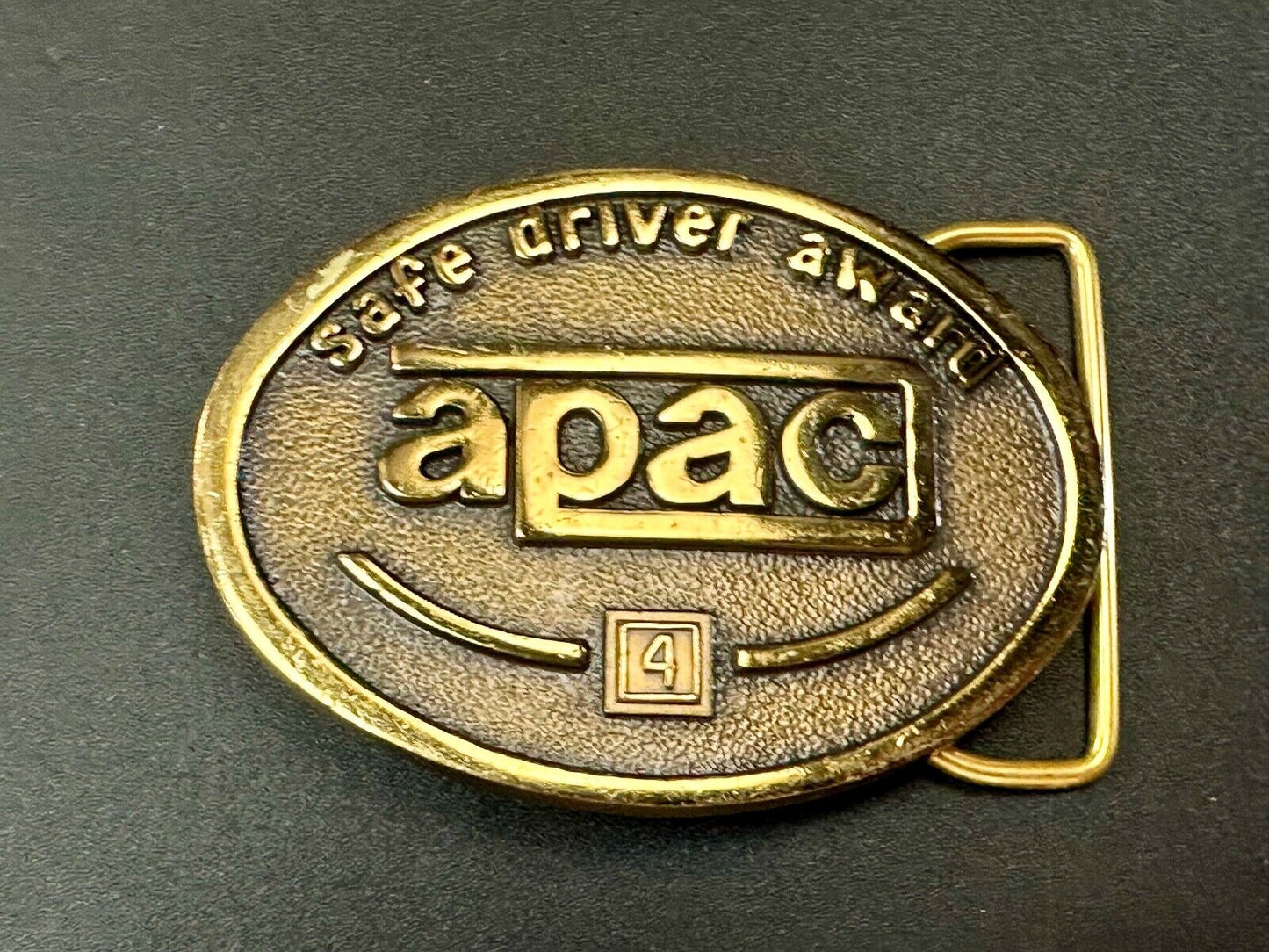 APAC Safe Driver Award belt buckle with 4 year pin by Jostens
