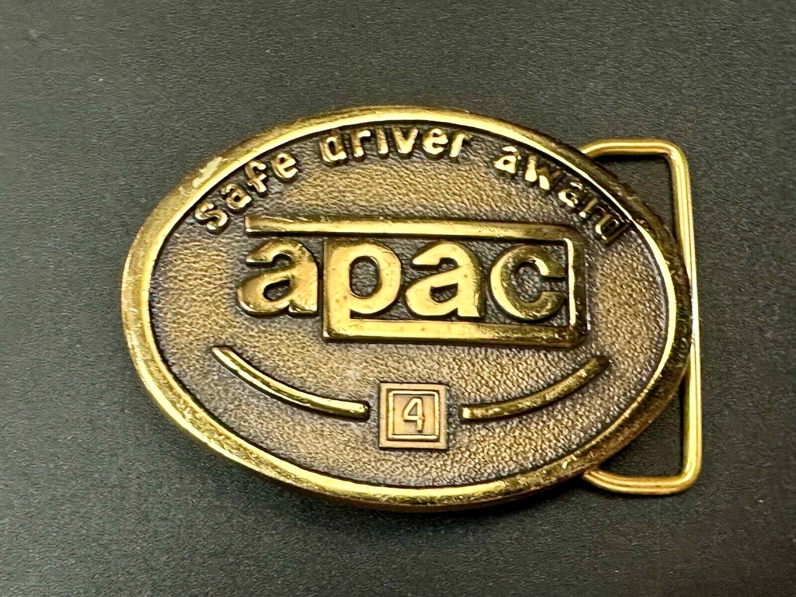 APAC Safe Driver Award belt buckle with 4 year pin by Jostens