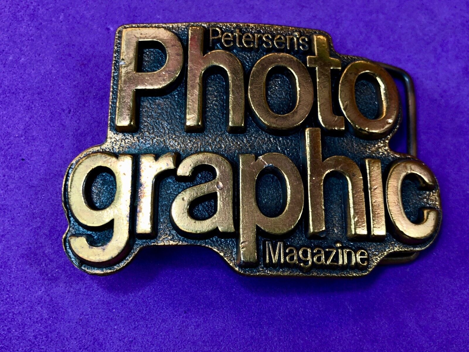 Vintage 1970’s. Petersens PHOTO GRAPHIC Magazine Advertising Logo Belt Buckle 