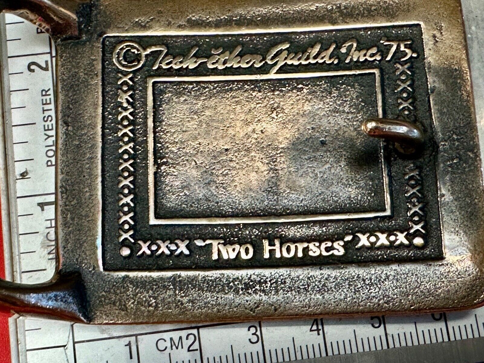 TWO HORSES TECH-ETHER GUILD Vintage art Horse lovers belt buckle