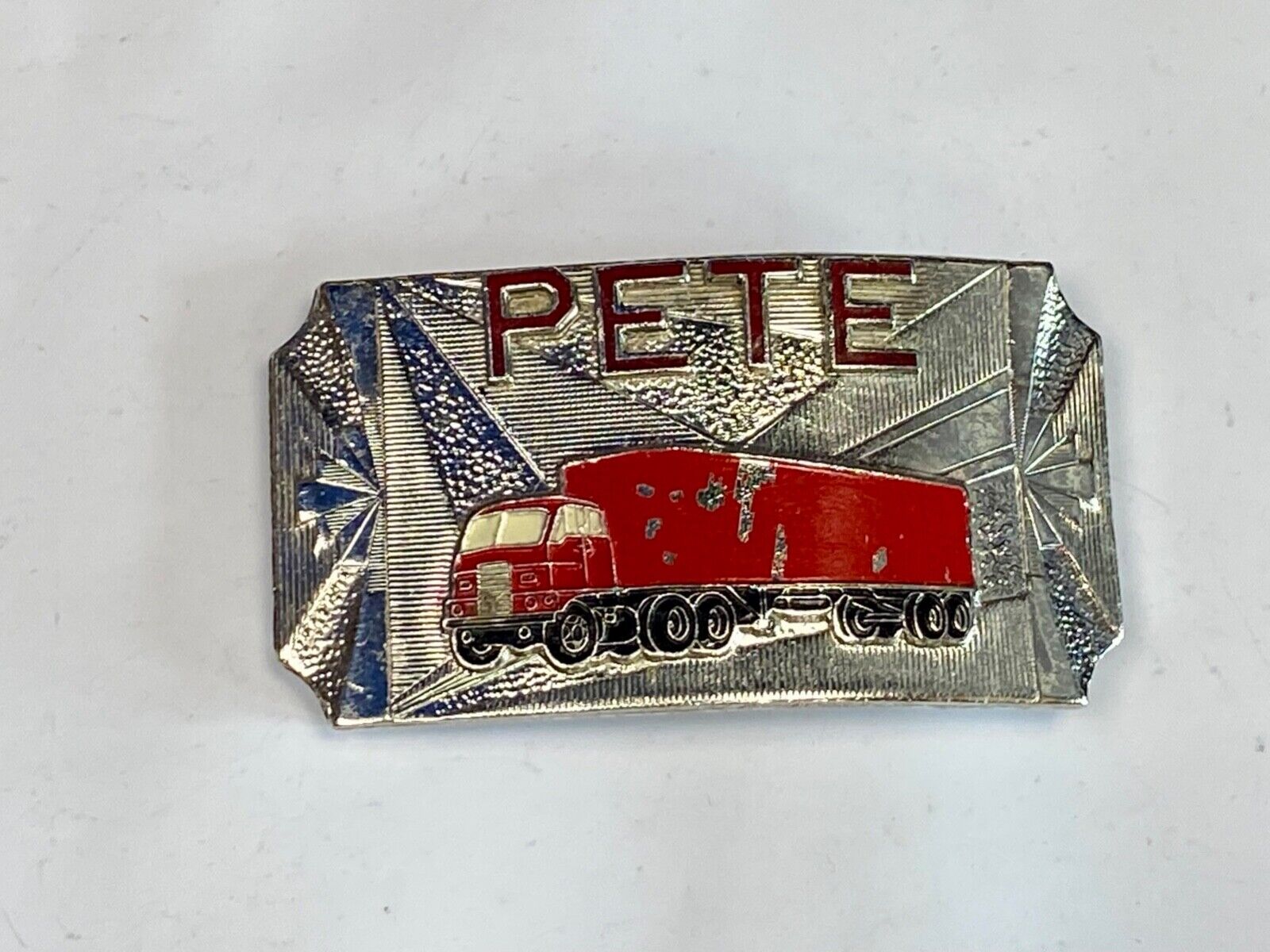 Vintage Hook-Fast Semi Drivers Big Rig Name Pete Belt Buckle