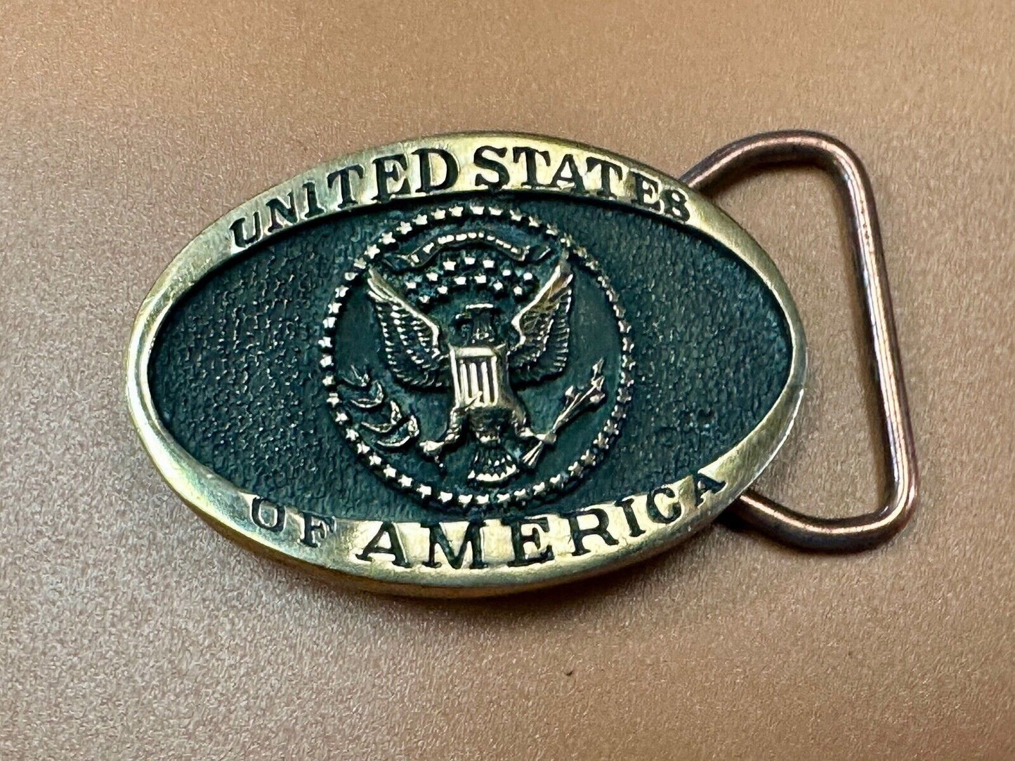 United States Of America USA Emblem, Seal Small Brass Heritage Mint Belt Buckle