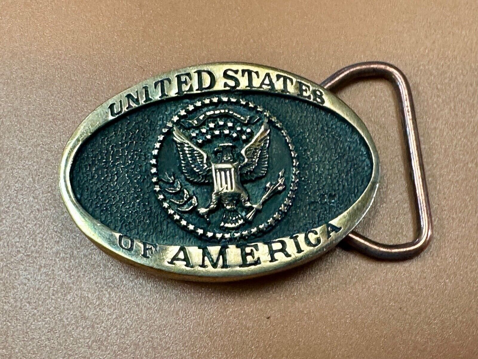United States Of America USA Emblem, Seal Small Brass Heritage Mint Belt Buckle