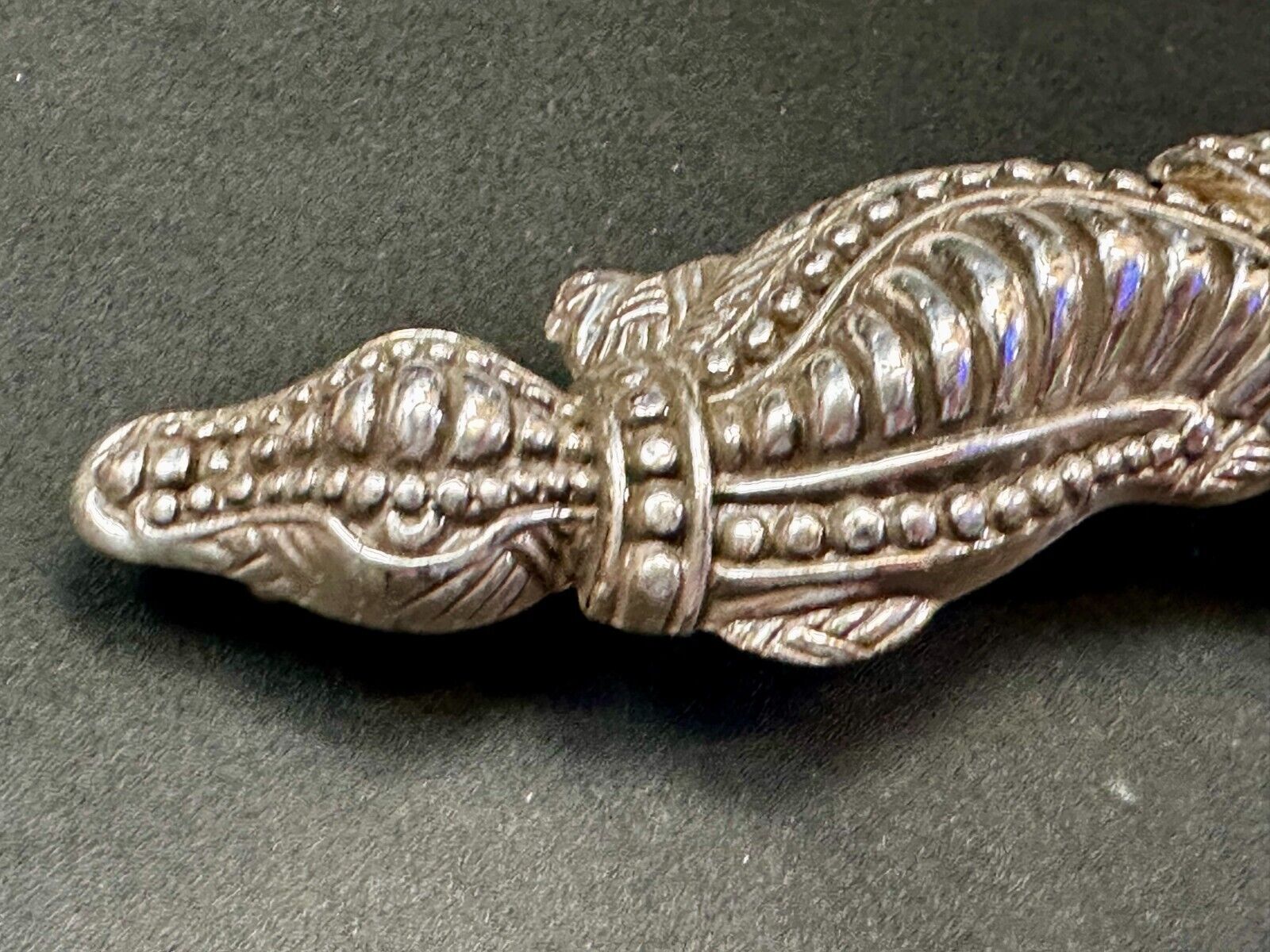 Alligator Crocodile Figural Silver Tone Vintage 1995 Belt Buckle