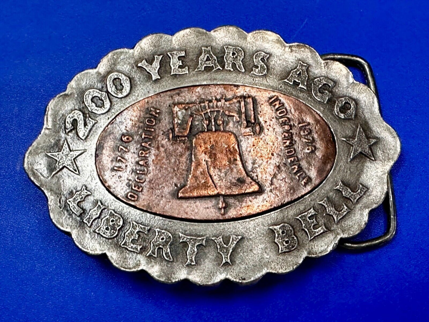 USA Liberty Bell 200 Year Celebration two tone Patriotic Bergamot Belt Buckle
