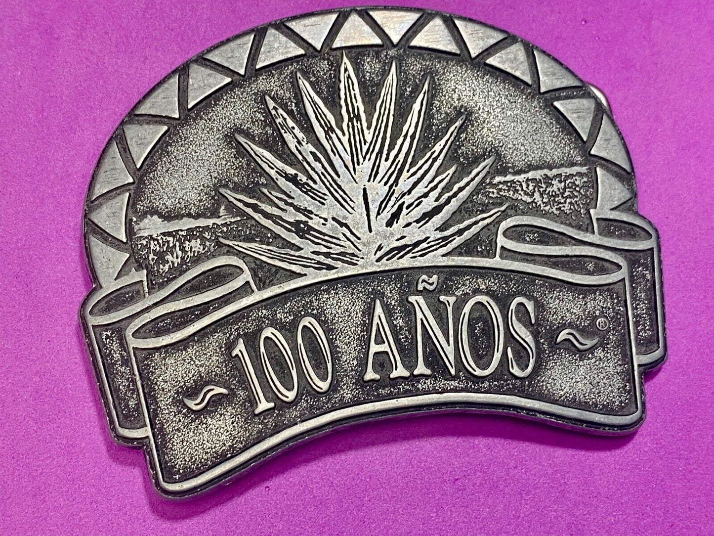 100 Anos  Mexican Tequila Liquor Brand Belt Buckle 100 Years Celebration 