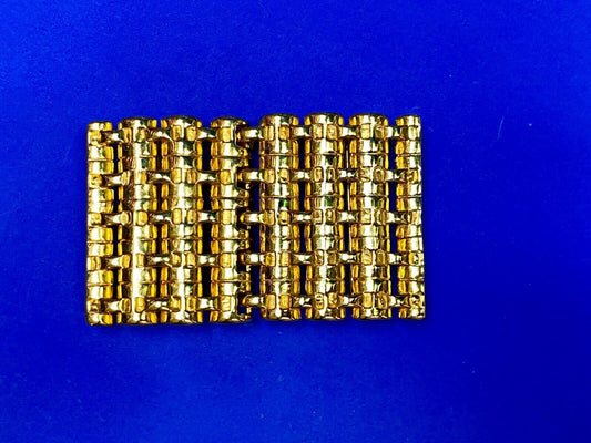 Vintage gold color rectangular connected - see though belt buckle