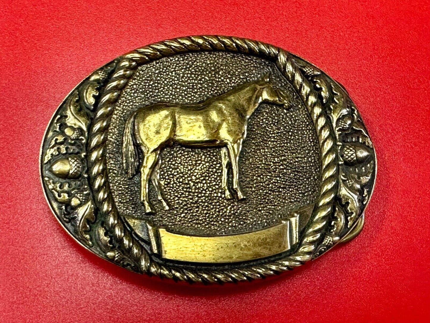 Trophy Award Style Standing HORSE Vintage belt buckle by Sunset brass