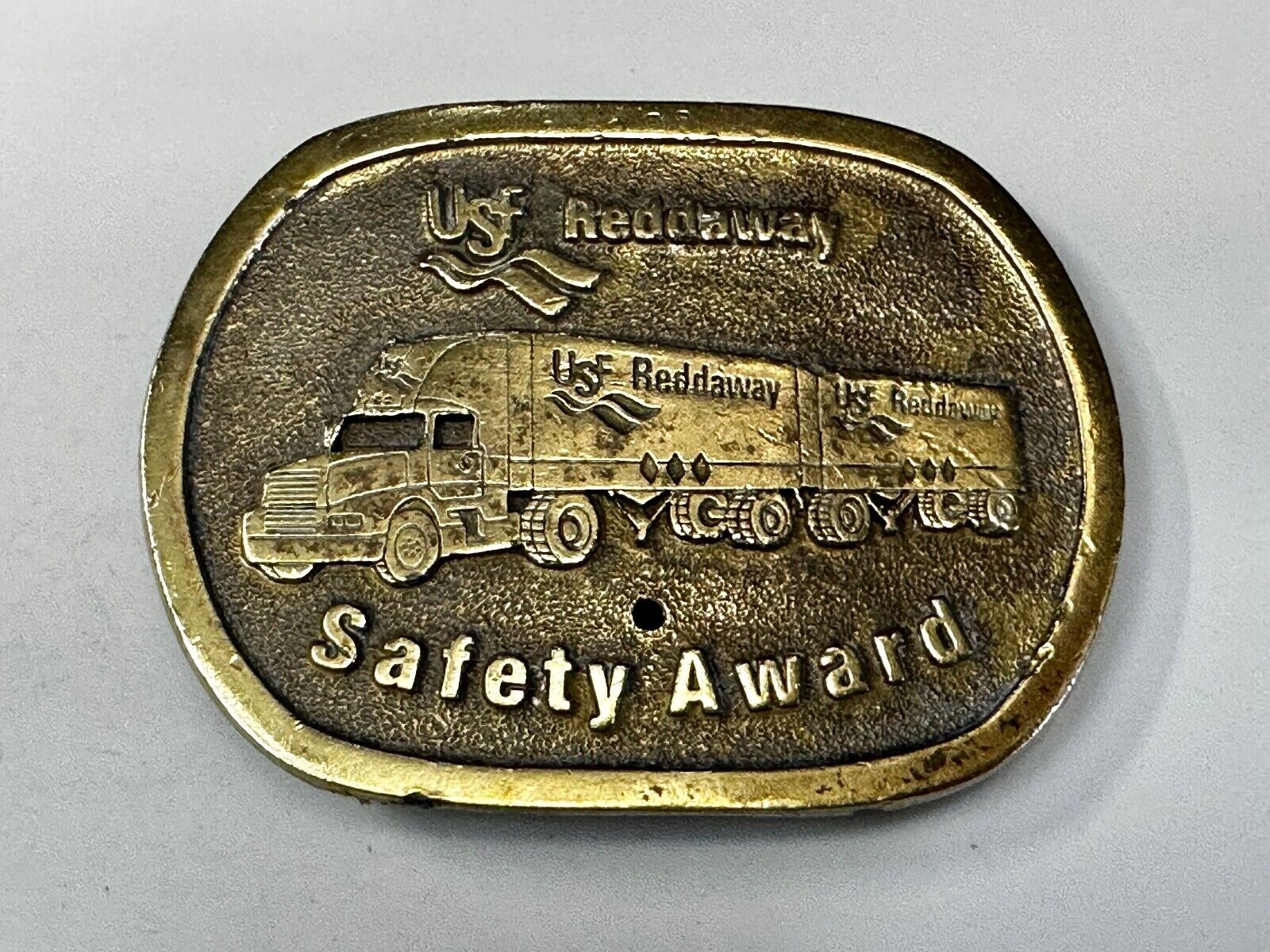 USF RedDaway Transportation Company Semis Drivers safety award 1996 Belt Buckle