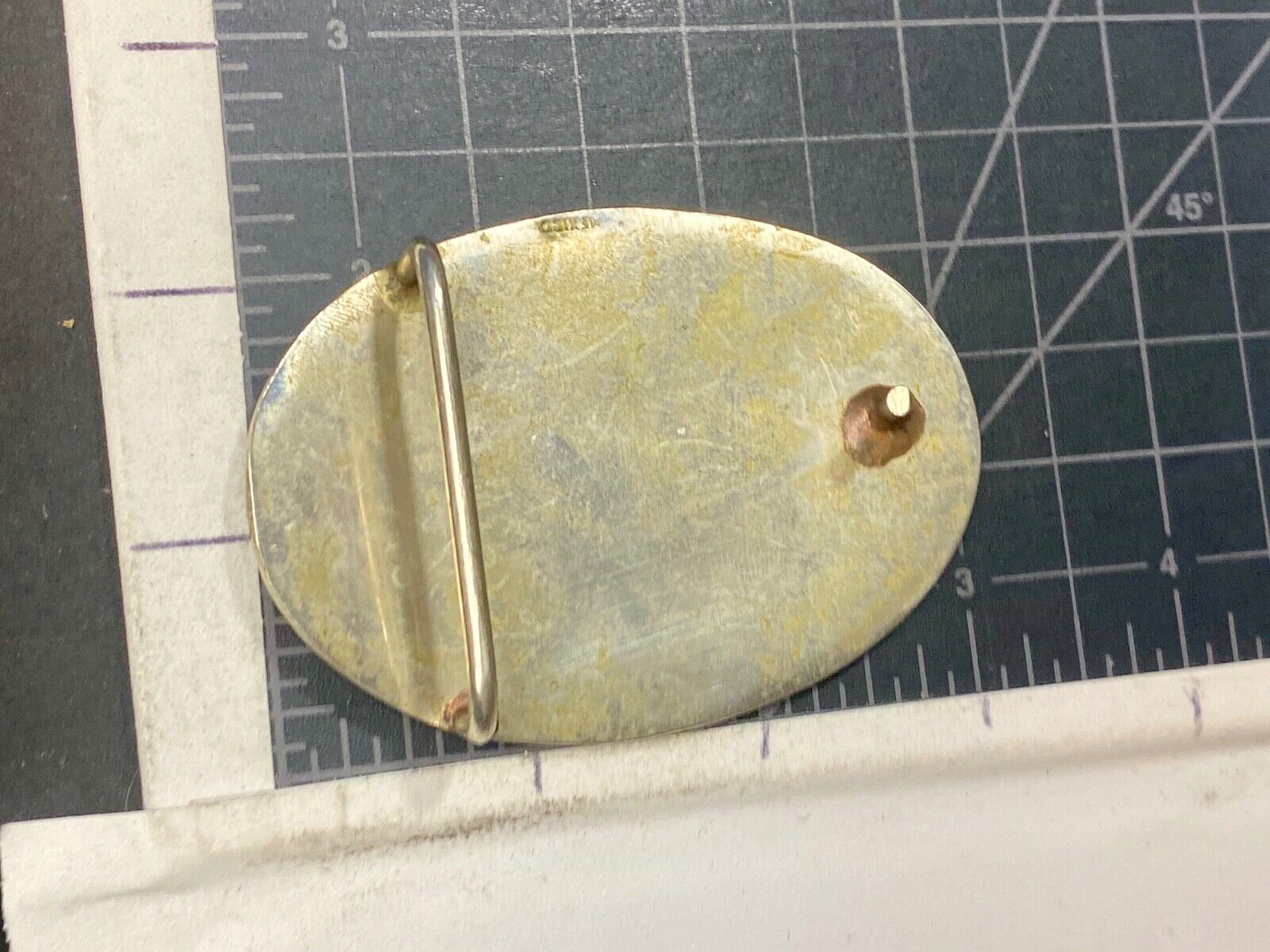Vintage Inlaid Mother of Pearl MEXICO Spelled Out country belt buckle 