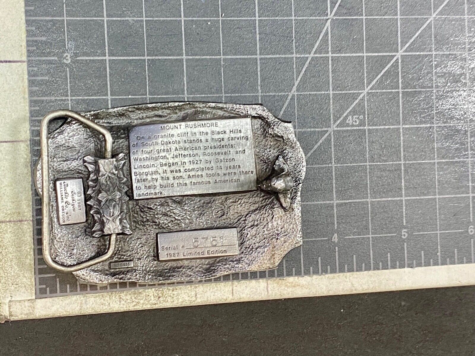 Ames Tools - Mount Rushmore Commemorative Pewter Belt Buckle By Siskiyou,