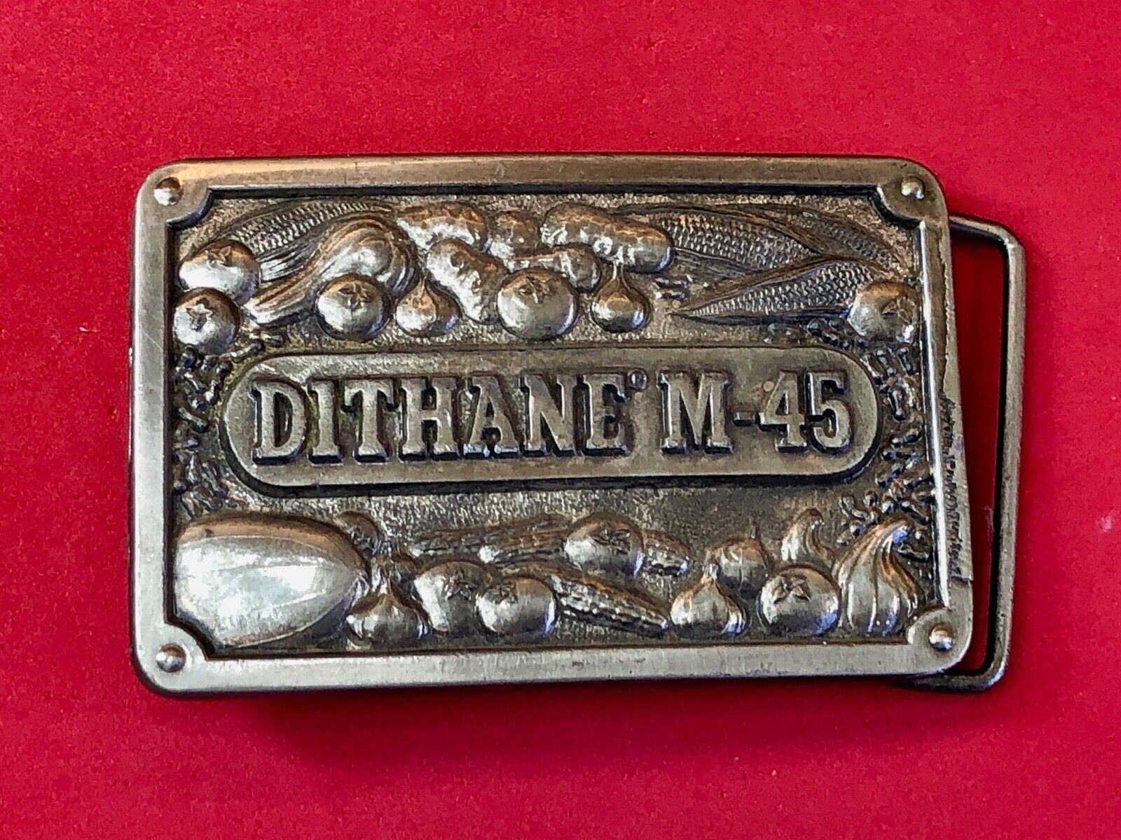 Vintage Farming  Dithane M-45 advertising belt buckle Dallas Texas Koleaco 