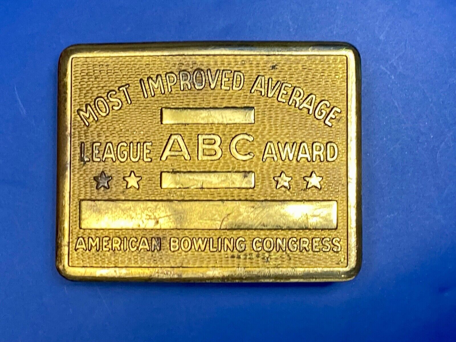 American bowling congress LAEGUE ABC Award most improved Average belt buckle 